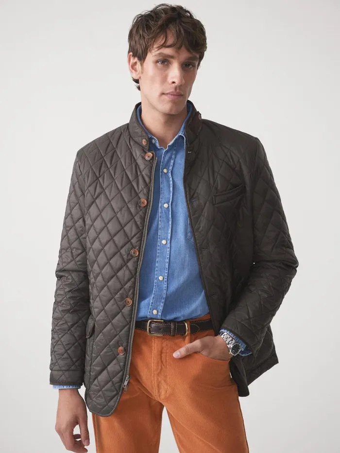 JMcLaughlin Upland Quilted Jacket Dark Olive Men Jackets and Outerwear