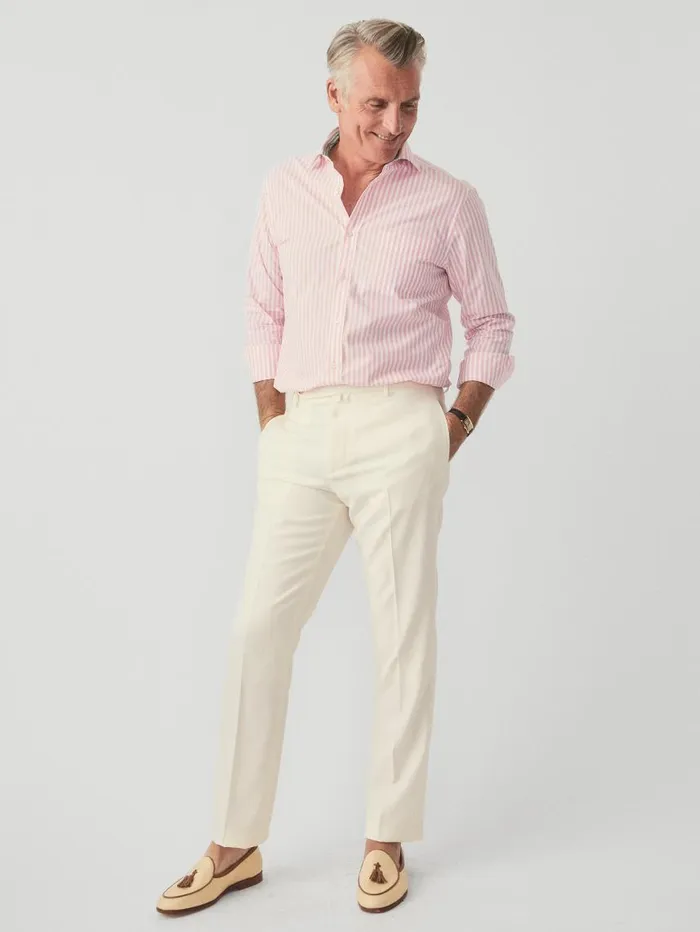 JMcLaughlin Wool Gaberdine Oxford Pants Off White Men Pants JMcLaughlin Wool Gaberdine Oxford Pants Off White Men Pants
