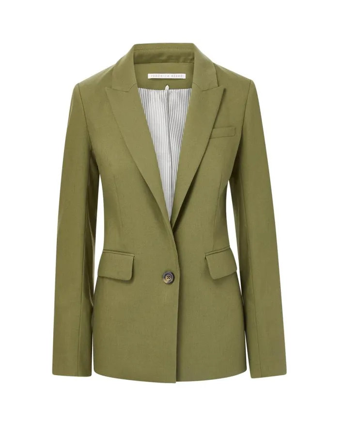 Jackets and Outerwear Shop Veronica Beard Sevi Linen Jacket Bright Army
