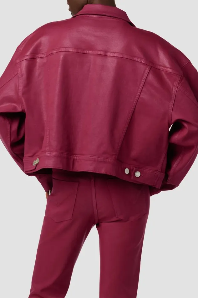 Jackets and Outerwear Women Hudson Jeans Brea Swing Trucker Jacket Coated Beet Red Jackets and Outerwear Women Hudson Jeans Brea Swing Trucker Jacket Coated Beet Red