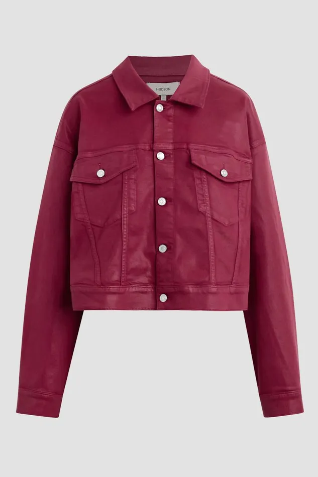 Jackets and Outerwear Women Hudson Jeans Brea Swing Trucker Jacket Coated Beet Red Jackets and Outerwear Women Hudson Jeans Brea Swing Trucker Jacket Coated Beet Red
