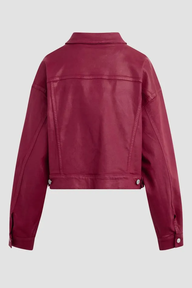 Jackets and Outerwear Women Hudson Jeans Brea Swing Trucker Jacket Coated Beet Red Jackets and Outerwear Women Hudson Jeans Brea Swing Trucker Jacket Coated Beet Red