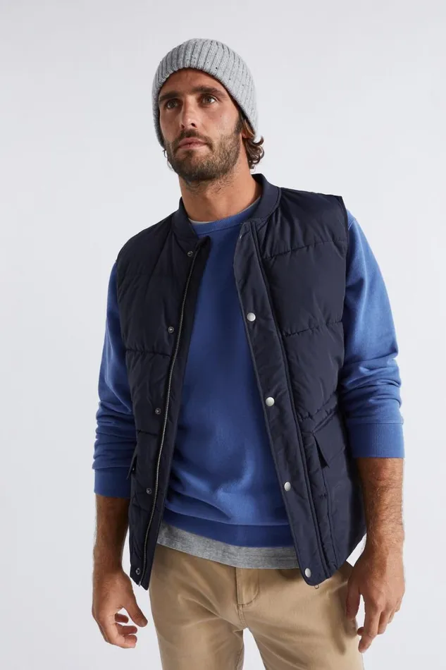 Jackets and Vests Man Seed Heritage Puffer Vest Midnight Blue