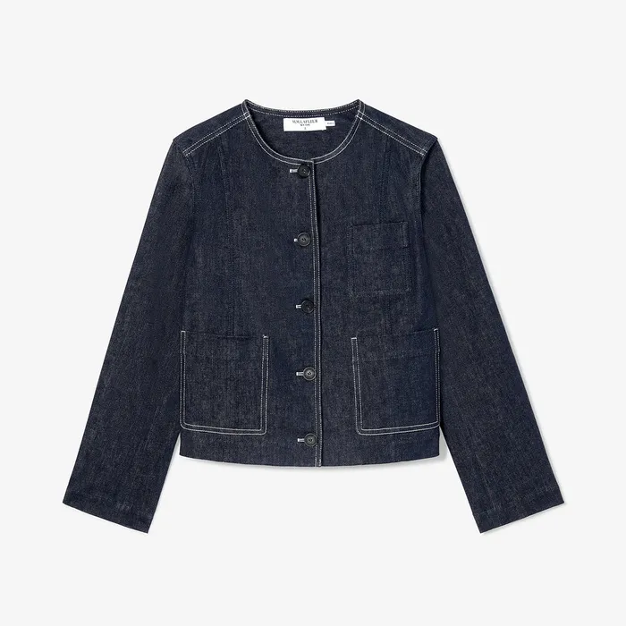 Jackets M M LaFleur Women The Kane Cropped Jacket 8211 Stretch Denim Midnight Wash
