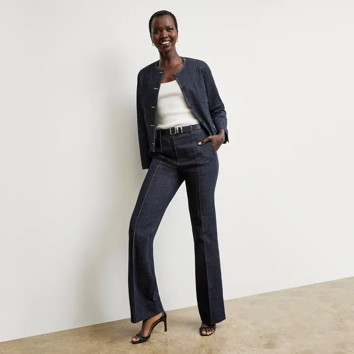 Jackets M M LaFleur Women The Kane Cropped Jacket 8211 Stretch Denim Midnight Wash