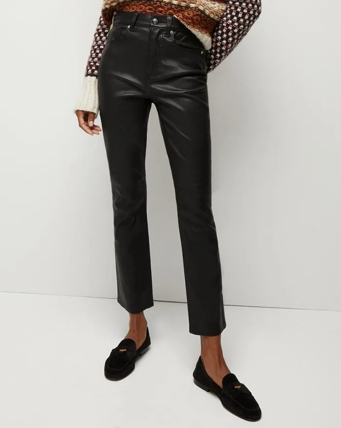 Jeans Shop Veronica Beard Carly KickFlare Leather Pant Black