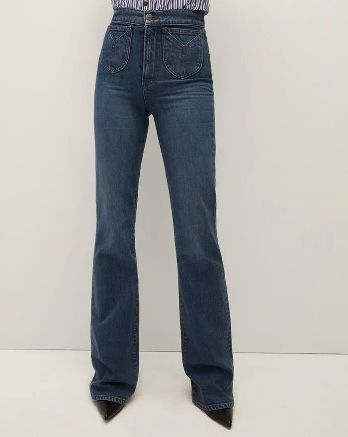 Jeans Shop Veronica Beard Crosbie Slim WideLeg Jean Western Pockets Thriller