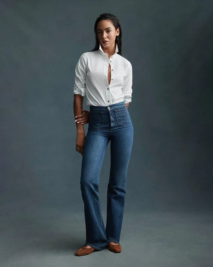 Jeans Shop Veronica Beard Crosbie Slim WideLeg Jean Western Pockets Thriller
