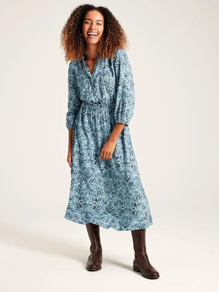 Joules Dresses Blue Frill Waist Dress 8211 Women
