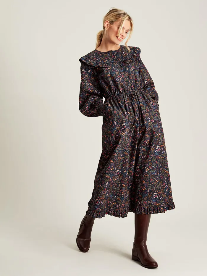 Joules Dresses Navy Blue Frill Bib Dress 8211 Women