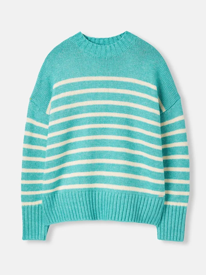 Joules Knitwear Blue Chunky Cotton Breton Jumper 8211 Women