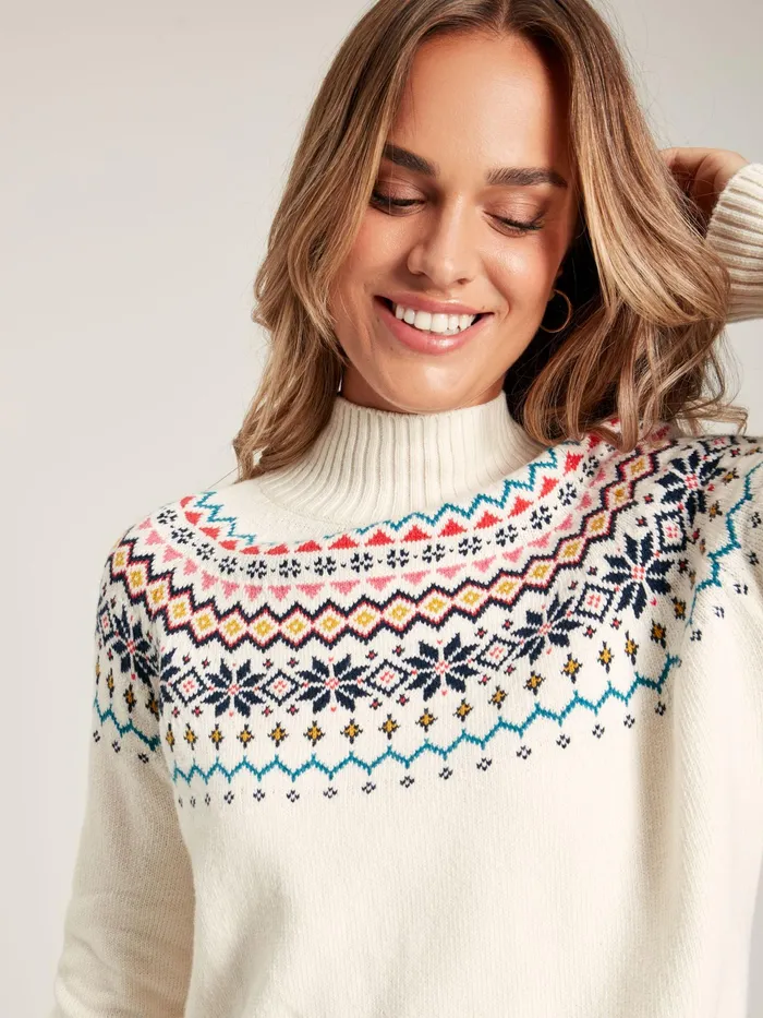 Joules Knitwear Cream Fair Isle Jumper 8211 Women