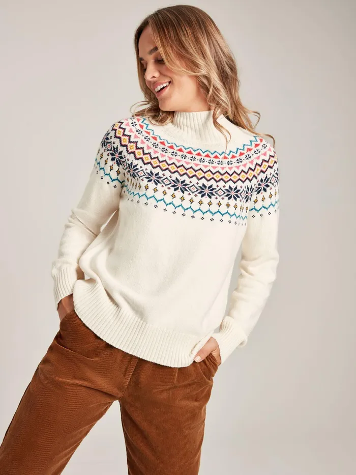 Joules Knitwear Cream Fair Isle Jumper 8211 Women