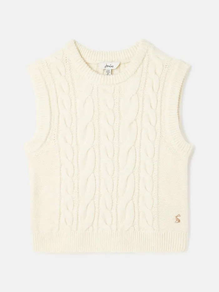 Joules Knitwear Cream Knitted Vest 8211 Girls