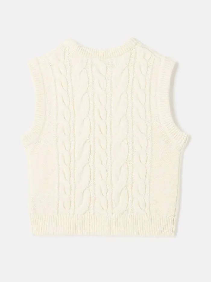 Joules Knitwear Cream Knitted Vest 8211 Girls