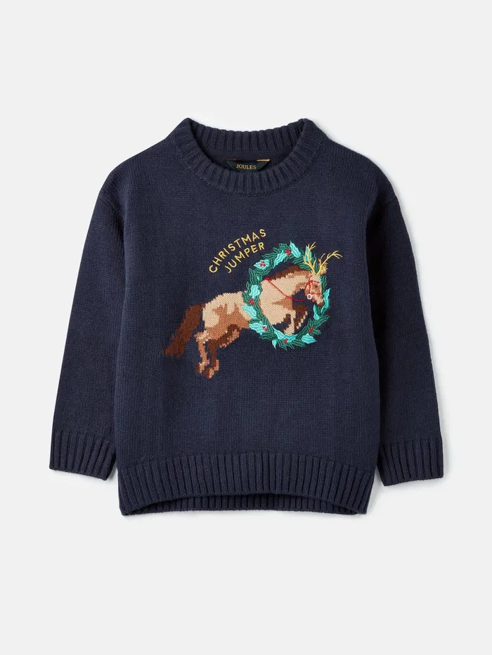 Joules Knitwear Navy Horse Christmas Knitwear 8211 Girls