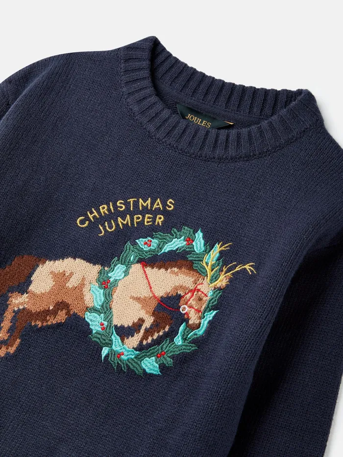Joules Knitwear Navy Horse Christmas Knitwear 8211 Girls