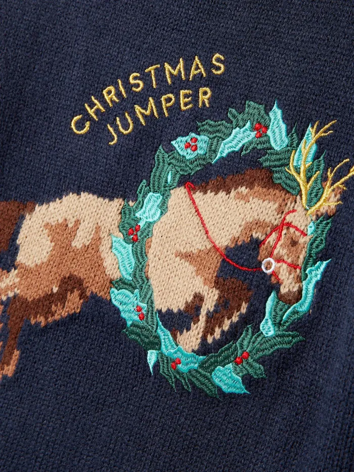 Joules Knitwear Navy Horse Christmas Knitwear 8211 Girls