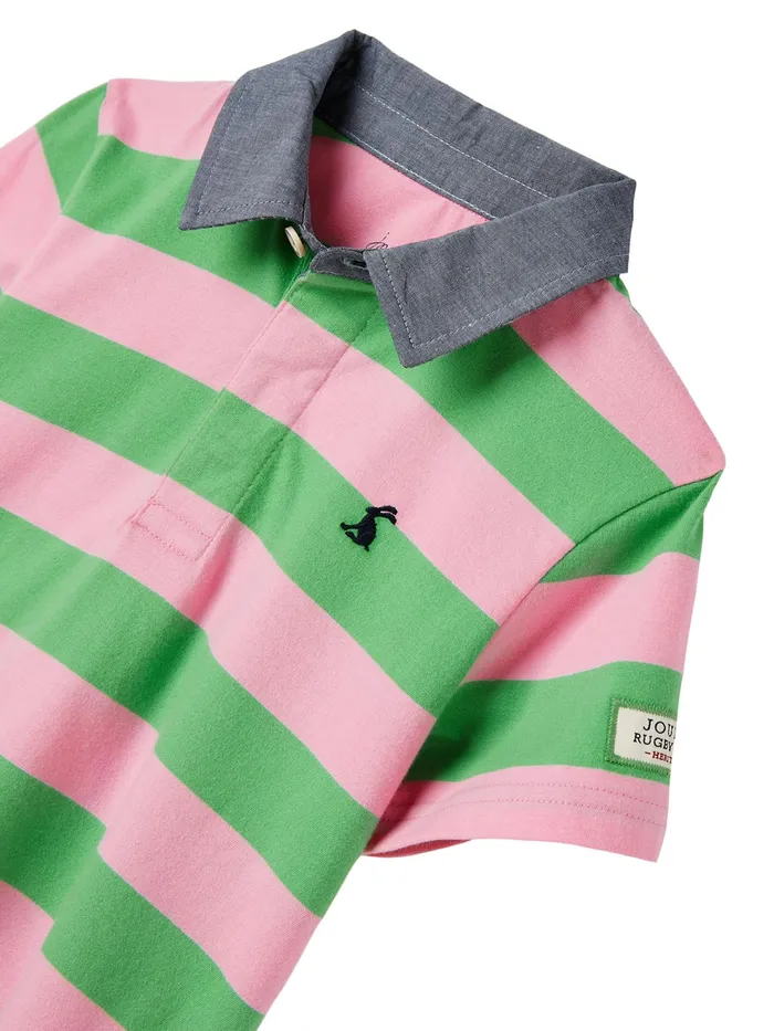 Joules Polo Shirts Green Jersey Woven Collar Polo Shirt 8211 Boys