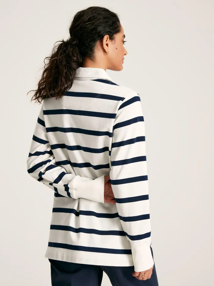 Joules Rugby Shirts CreamNavy Striped Heavyweight Cotton Rugby Shirt 8211 Women