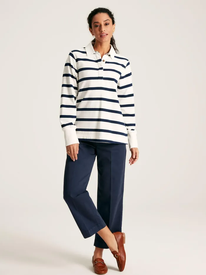 Joules Rugby Shirts CreamNavy Striped Heavyweight Cotton Rugby Shirt 8211 Women