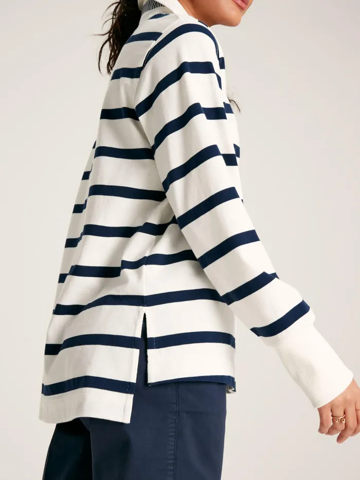 Joules Rugby Shirts CreamNavy Striped Heavyweight Cotton Rugby Shirt 8211 Women