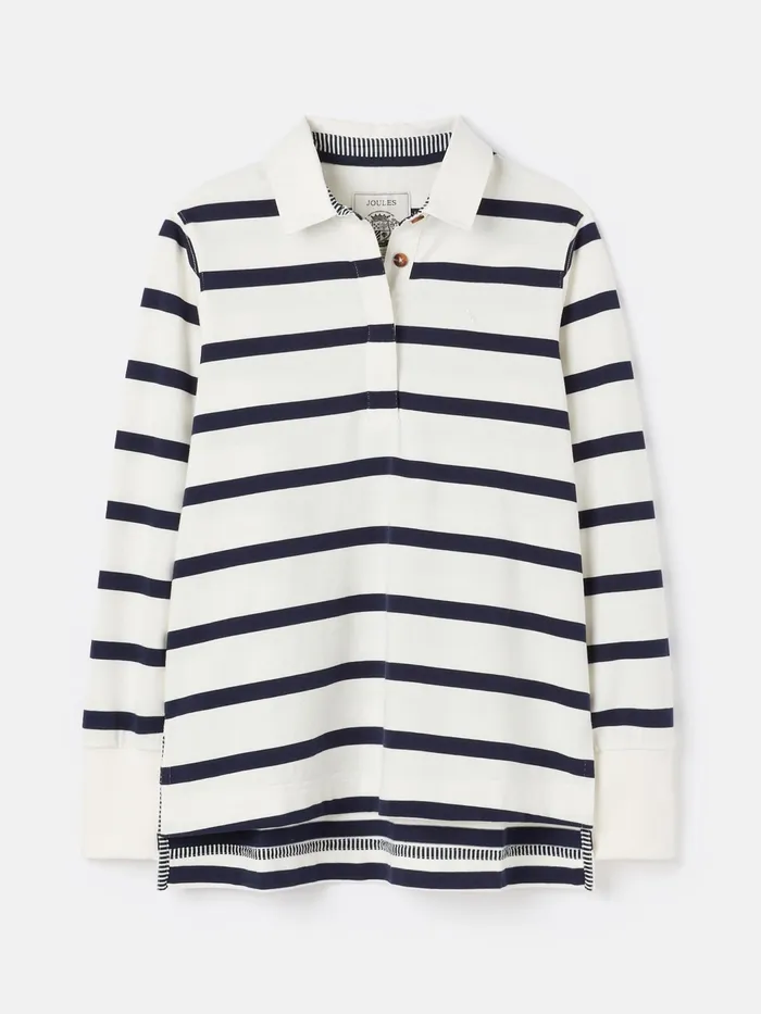 Joules Rugby Shirts CreamNavy Striped Heavyweight Cotton Rugby Shirt 8211 Women