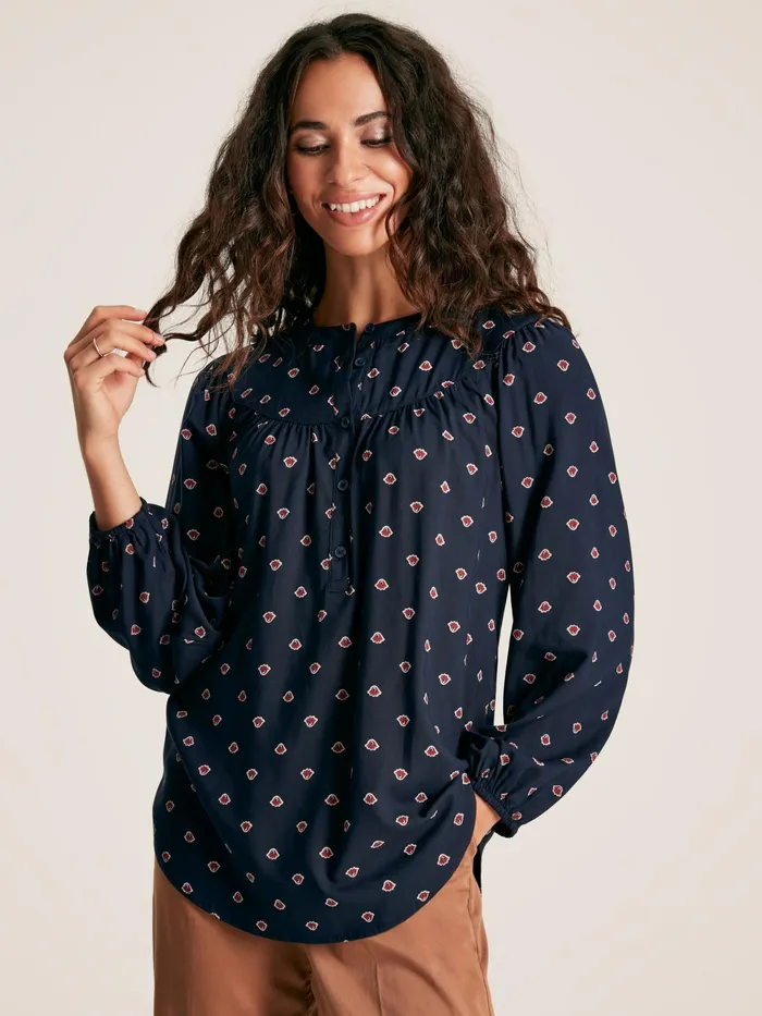 Joules Shirts and Blouses Navy Printed Balloon Sleeve Blouse 8211 Women