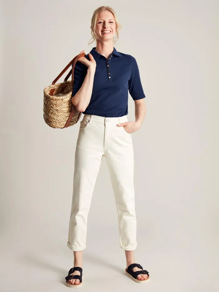 Joules Tops Blue Harriett Ribbed Henley Top 8211 Women