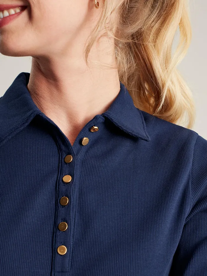 Joules Tops Blue Harriett Ribbed Henley Top 8211 Women