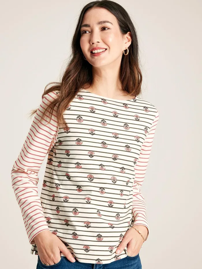 Joules Tops Creme Floral Long Sleeve Breton Top 8211 Women
