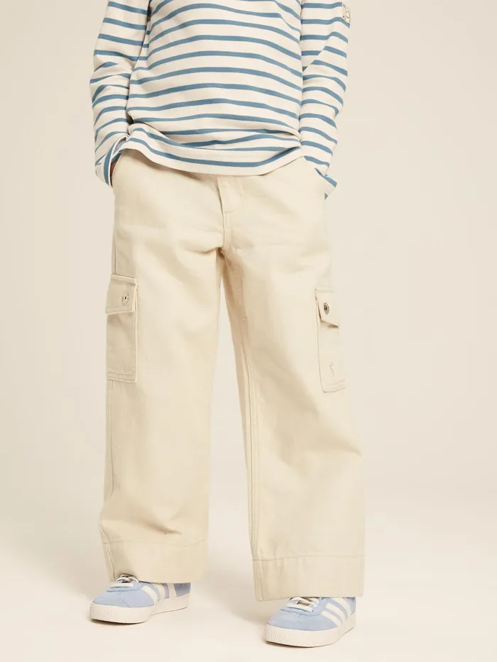 Joules Trousers and Leggings Beige Cargo Wide Leg Trousers 8211 Girls