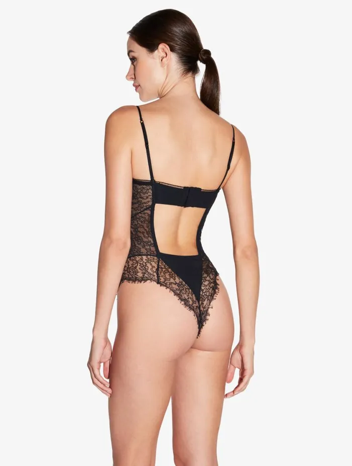Lace Bodysuit In Onyx Lingerie La Perla Bodysuits and Bustiers