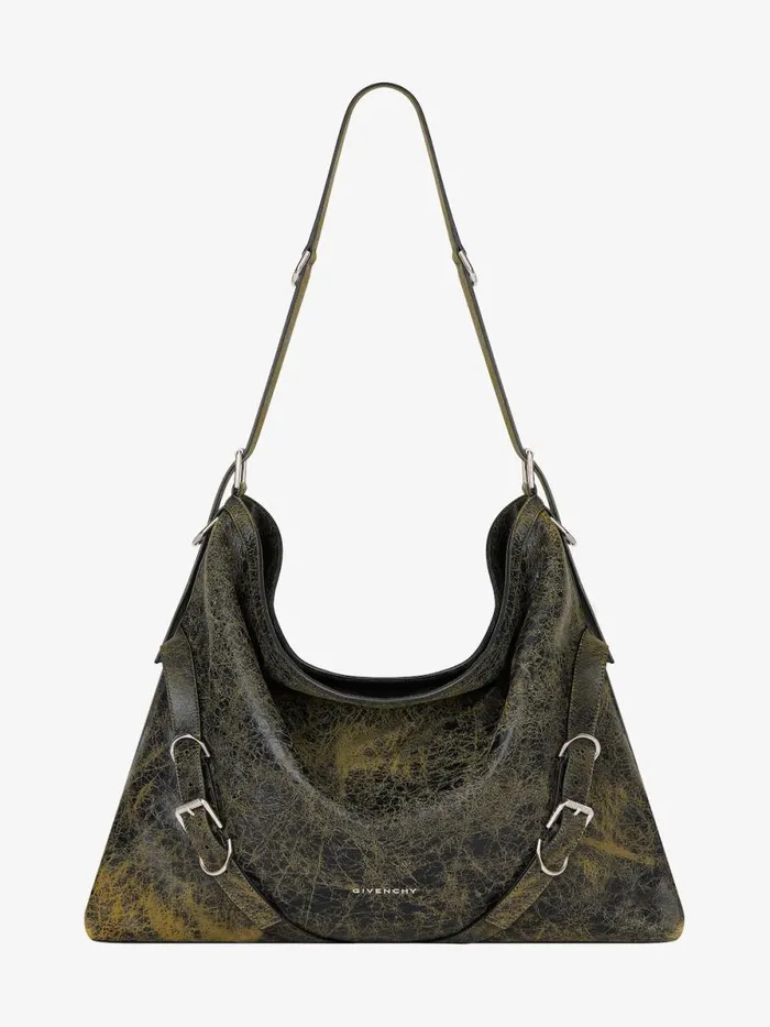 Large Voyou Bag In Crackled Leather Blackyellow Men Givenchy Crossbody Bags