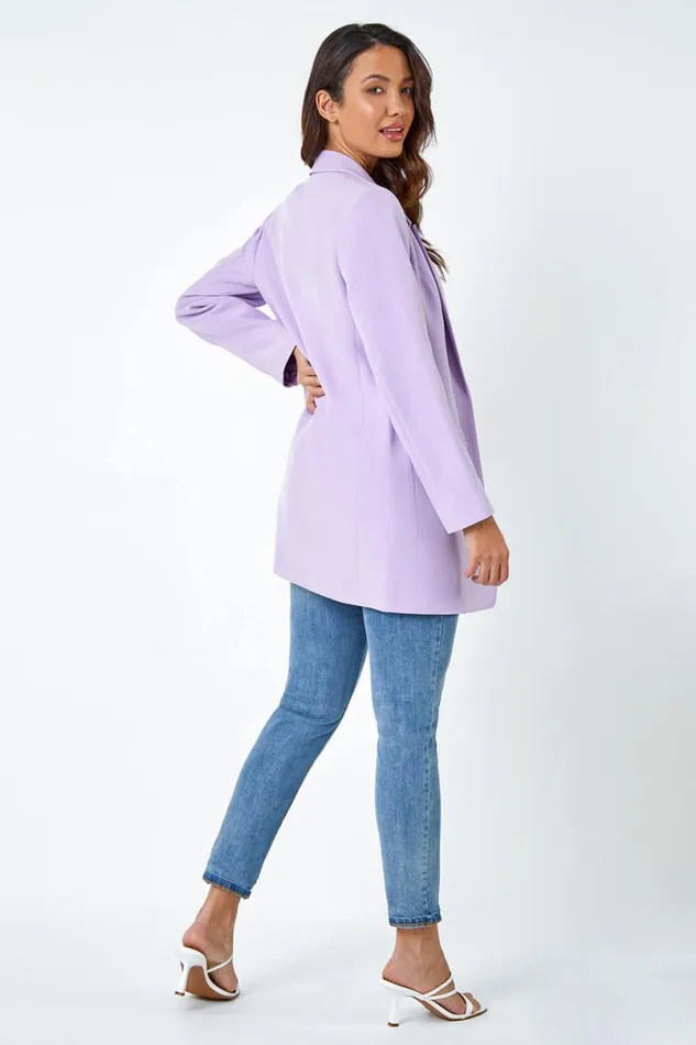 Lilac Longline Blazer Jacket Women Roman Coords