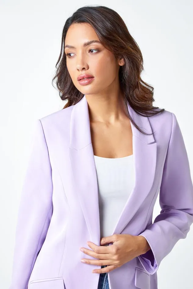 Lilac Longline Blazer Jacket Women Roman Coords