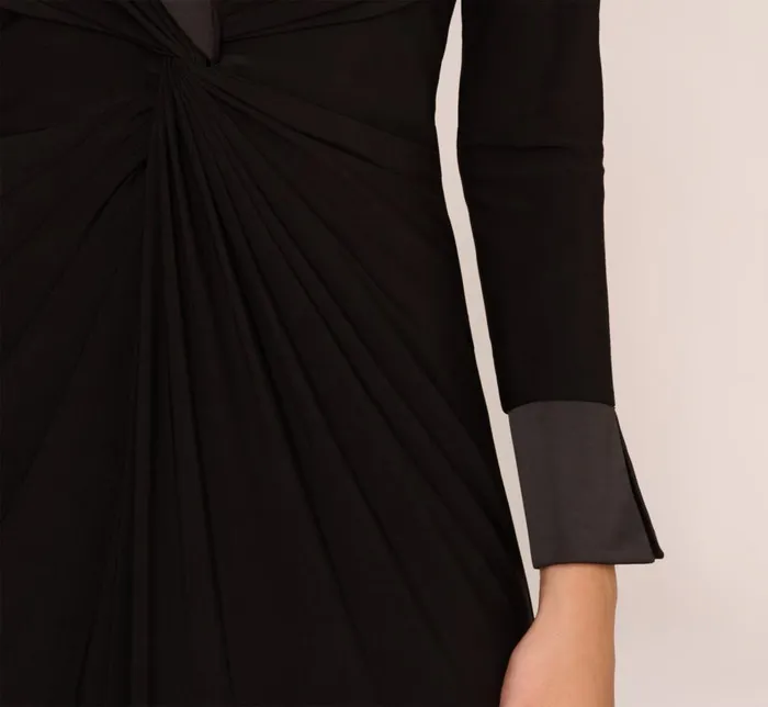 Long Dresses Womens Adrianna Papell Tuxedo Mermaid Gown In Black