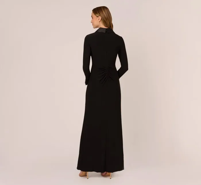 Long Dresses Womens Adrianna Papell Tuxedo Mermaid Gown In Black