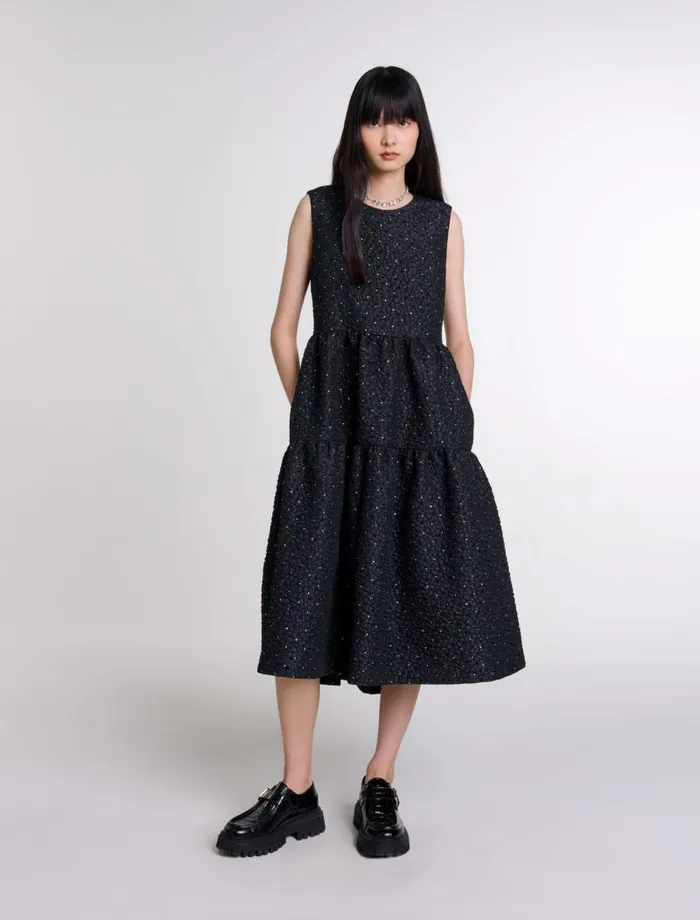 Maje Dresses Womens Rhinestone Maxi Dress Black