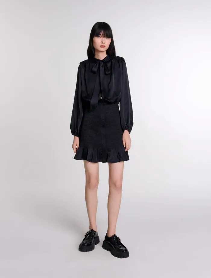 Maje Dresses Womens Short Smocked Dress Black