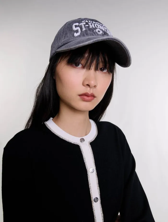 Maje Hats Womens Saint Honor Denim Cap Grey