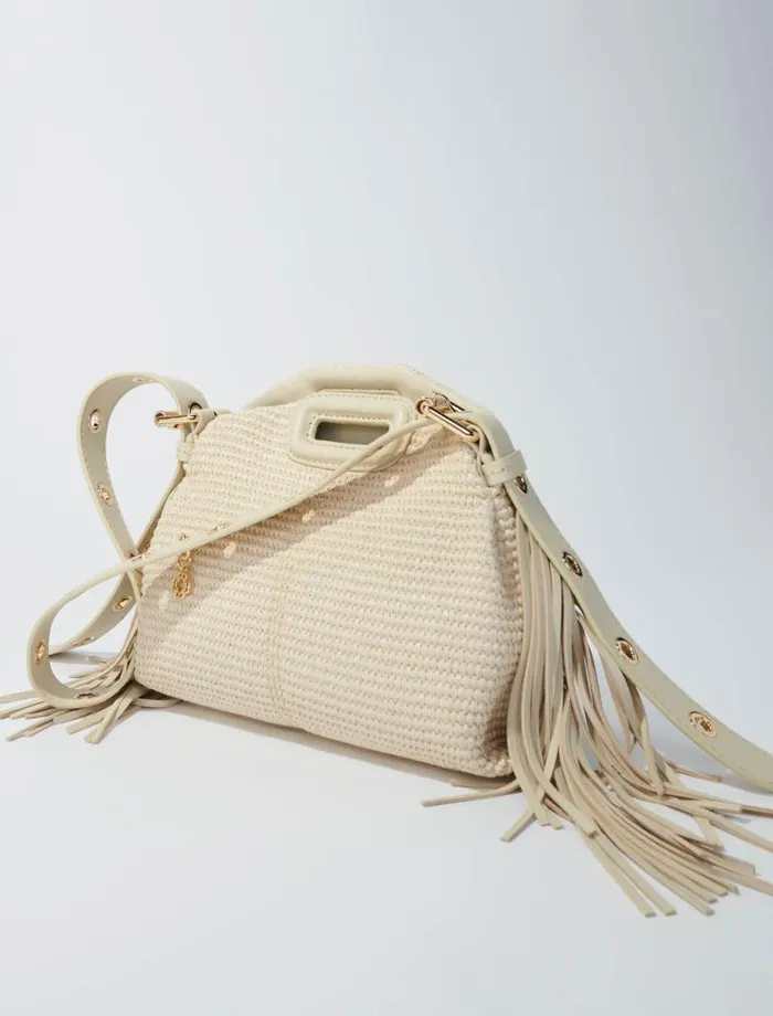 Maje Mini Bags Womens Raffia Effect Miss M Mini Bag Beige Maje Mini Bags Womens Raffia Effect Miss M Mini Bag Beige