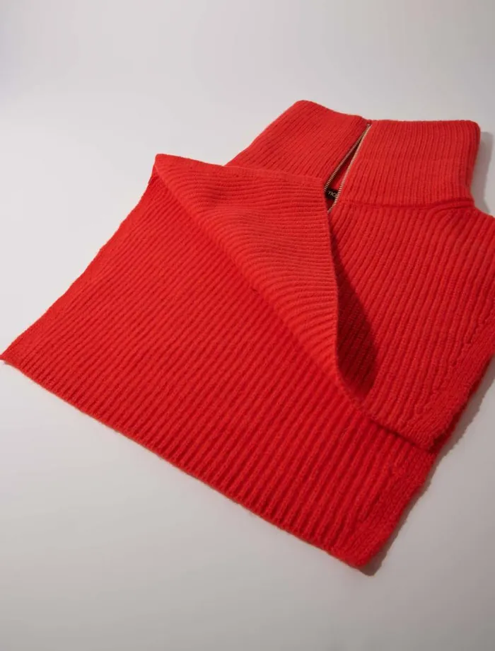 Maje Scarves and Ponchos Womens Cashmerewool Zipup Neck Warmer Red