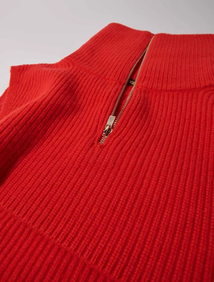 Maje Scarves and Ponchos Womens Cashmerewool Zipup Neck Warmer Red