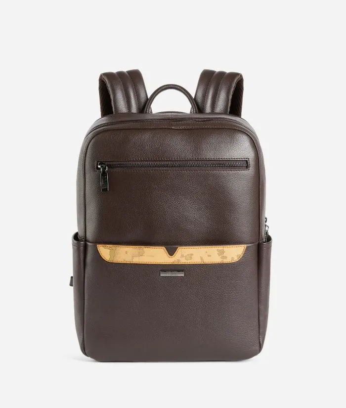 Man Backpacks and Belt Bags Alviero Martini Beta Leather Medium Computer Backpack Dark Brown Man Backpacks and Belt Bags Alviero Martini Beta Leather Medium Computer Backpack Dark Brown