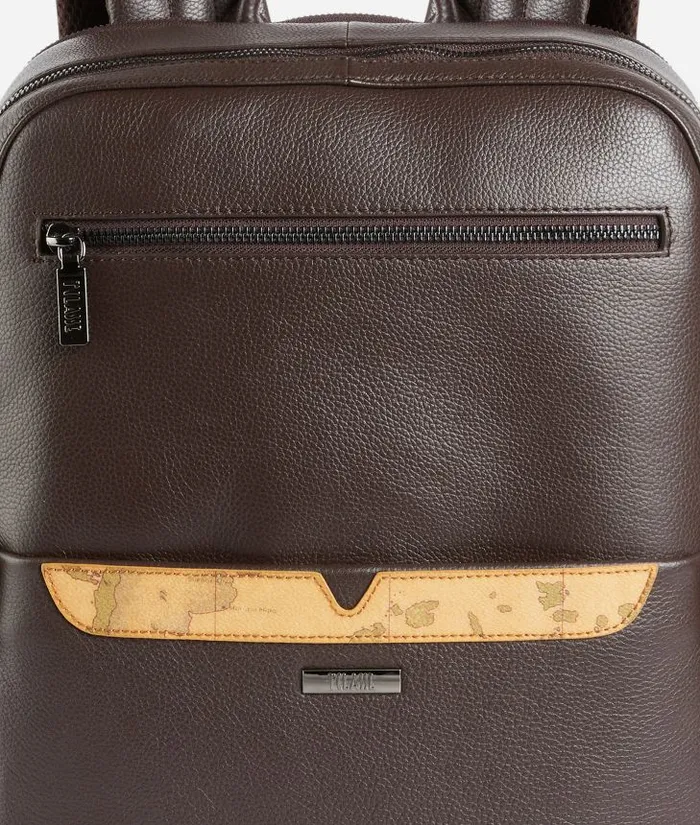 Man Backpacks and Belt Bags Alviero Martini Beta Leather Medium Computer Backpack Dark Brown