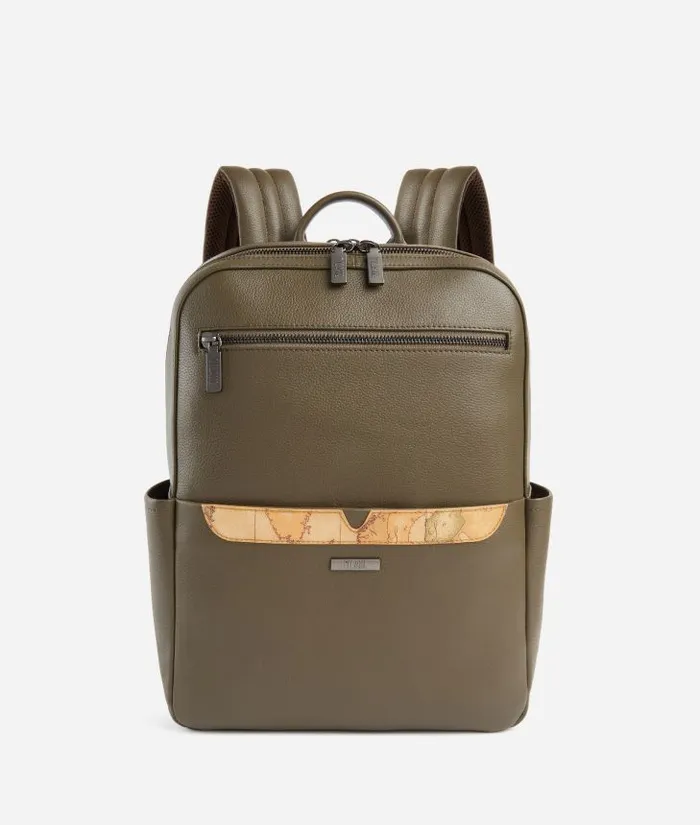 Man Backpacks and Belt Bags Alviero Martini Beta Leather Medium Computer Backpack Military Green Man Backpacks and Belt Bags Alviero Martini Beta Leather Medium Computer Backpack Military Green