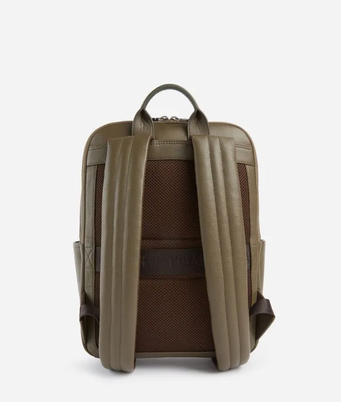 Man Backpacks and Belt Bags Alviero Martini Beta Leather Medium Computer Backpack Military Green