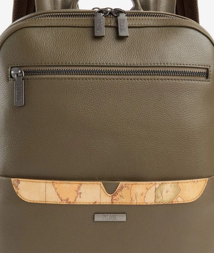 Man Backpacks and Belt Bags Alviero Martini Beta Leather Medium Computer Backpack Military Green