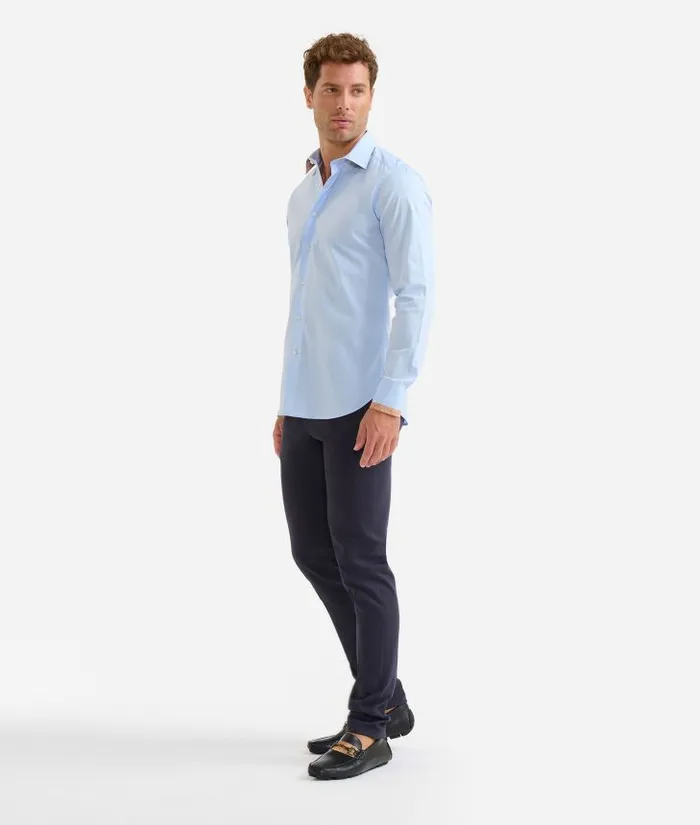 Man Knitwears Shirts and TShirts Alviero Martini Slim Fit Stretch Cotton Shirt With Geo Classic Details Light Blue Man Knitwears Shirts and TShirts Alviero Martini Slim Fit Stretch Cotton Shirt With Geo Classic Details Light Blue
